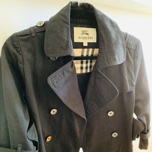 BURBERRY Navy Cotton Cropped Trench Coat